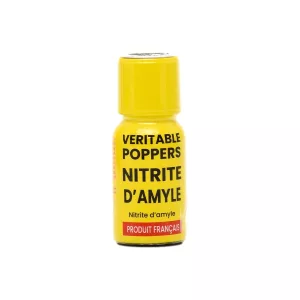 Flacon du Véritable Poppers Nitrite d'Amyle 15ml de la marque Everest Aromas, produit français puissant en vente sur Poppers-achat.fr