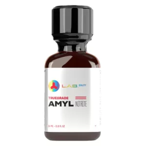 Flacon de poppers Lab Quality Amyl 24ml, poppers puissant au nitrite d’amyle pur, grand format 24 ml disponible sur Poppers-Achat.fr avec livraison rapide et discrète.